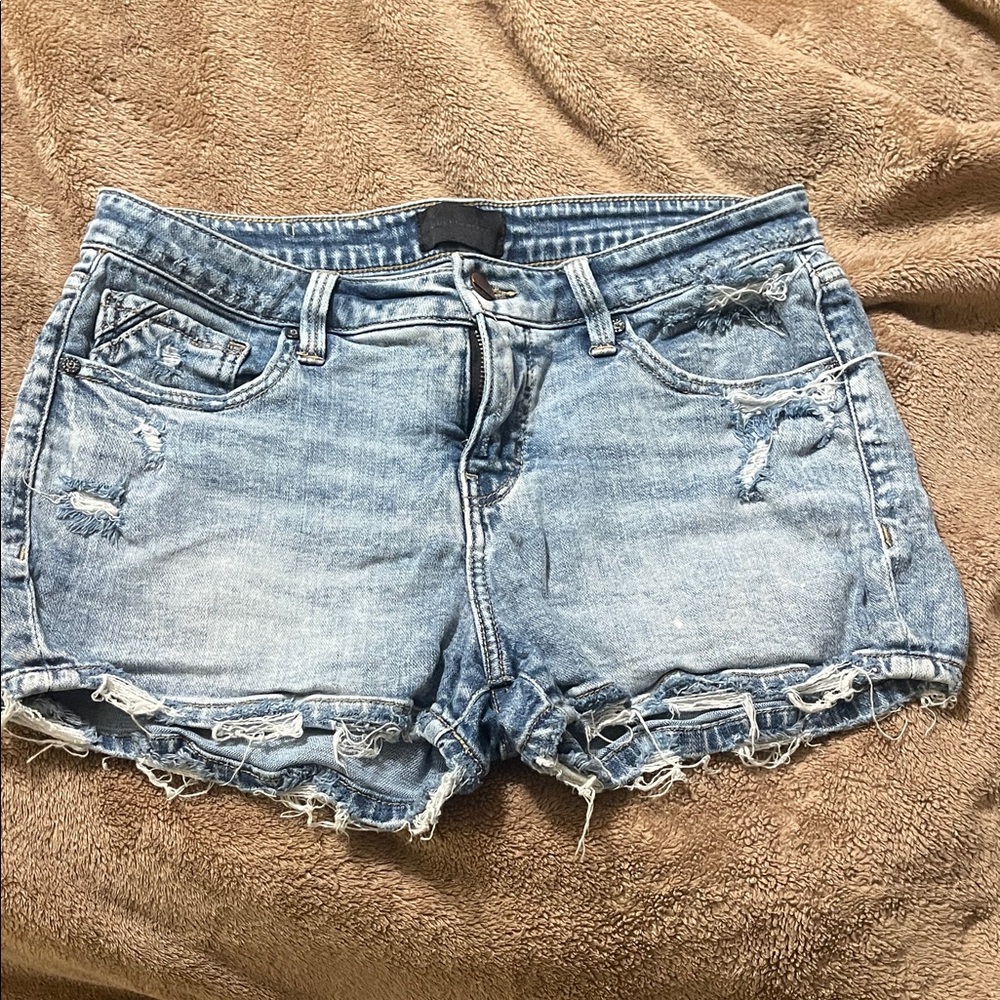 Buckle Light Blue Distressed Jean Shorts